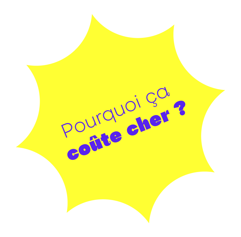 Sticker géométrique avec Pourquoi ça coûte cher ?, écrit au centre